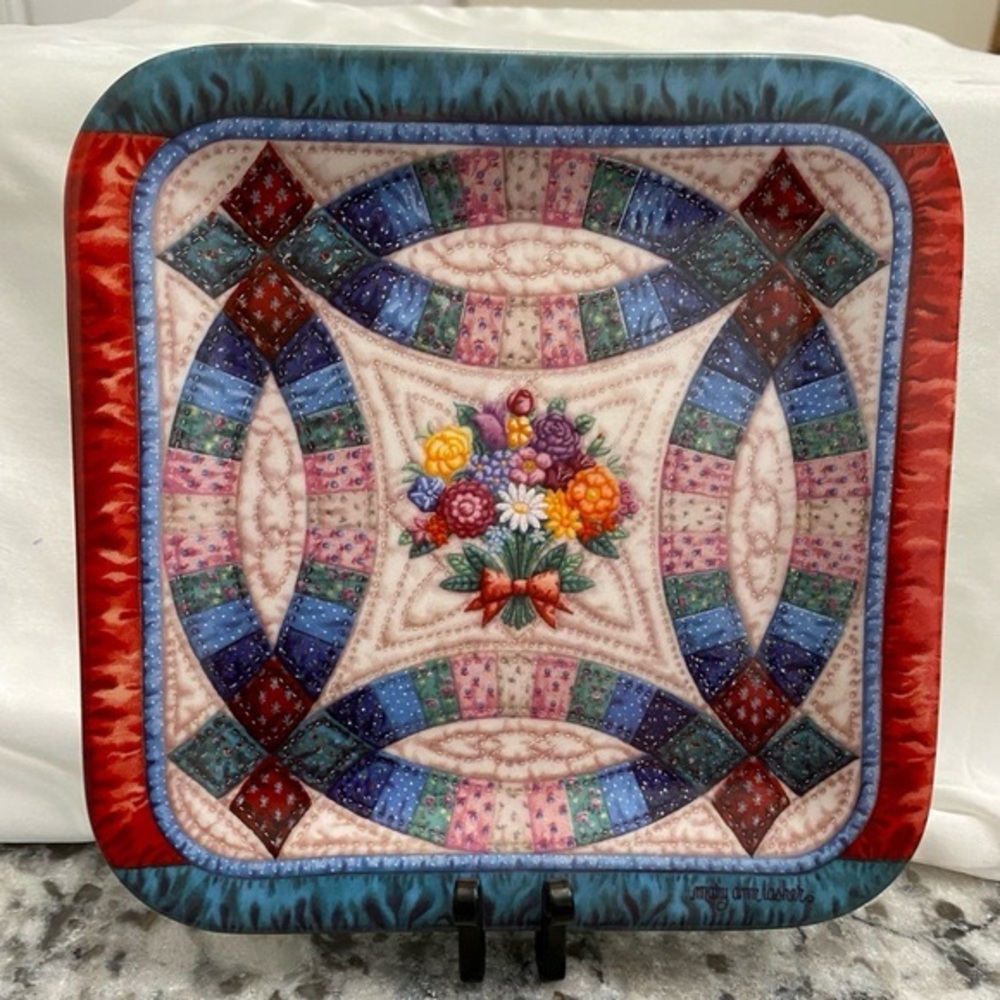 EUC VTG CHERISHED TRADITIONS COLLECTOR PLATE “THE WEDDING RING” 7” SQUARE